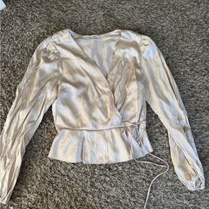 Abercrombie & Fitch Silky Cream Wrap Blouse